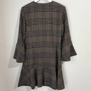 CAbi Women's Small Tartan Plaid Flounce Jacket Longline‎ Dark Acadamia # 3902 thumbnail 5