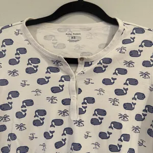 Roller Rabbit Moby Whale Pajamas Set Womens Blue White Pima Cotton PJs thumbnail 4