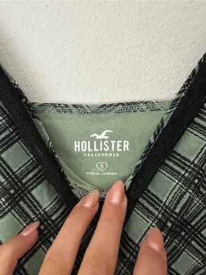 Hollister Teal Plaid Lace-Trim Crop Cami thumbnail 3
