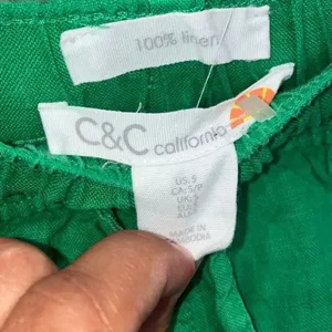 C&C California Green 100% Linen Pull On Shorts Size Small Lightweight #500 thumbnail 5