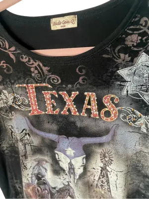 Texas Graphic T-Shirt Rhinestones Size XL thumbnail 2
