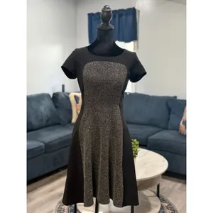 White House Black Market Colorblock Fit & Flare Feminine Tweed Career Dress Sz 0 thumbnail 2