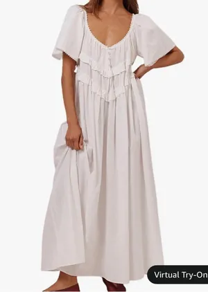 Amazon Elegant Short Sleeve Low Cut Backless Dress thumbnail 1