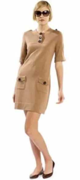 Banana Republic Women’s Size Small Short Sleeve Sweater Dress Tan Brown Buttons thumbnail 1