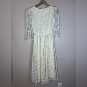 Gunne Sax by Jessica McClintock Vintage 1970’s Ivory Lace Wedding Dress size 7 thumbnail 8