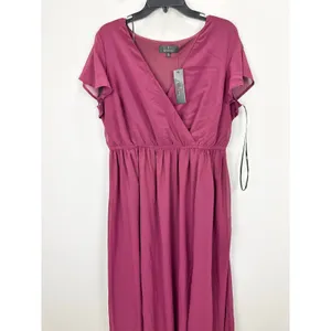 Lulus Lost in the Moment Burgundy Purple Chiffon Maxi Dress Formal 1XL NWT thumbnail 6