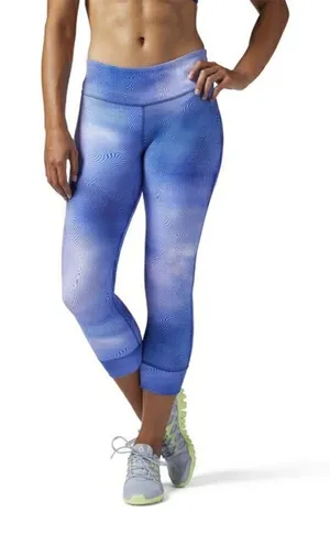 Reebok CrossFit Lux Bold 3/4‎ Wavy Ombré Legging Blue White XS thumbnail 1