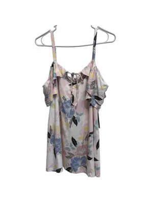 Torrid Super Soft Light Pink Floral Cold Shoulder Ruffles Top Size 0 (12) thumbnail 3