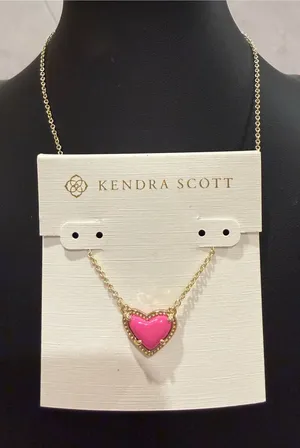 Kendra Scott | Gold Plated Pink Heart Pendant Necklace thumbnail 1