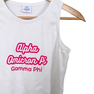 💥 Alpha Omicron Pi Gamma Phi White Cropped Top Size XL thumbnail 2