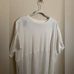 Arula Fringe‎ Tshirt Dress Sz X in White Festival Concert Plus Size thumbnail 2