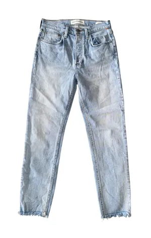 Denim Forum The Yoko High Rise Slim Jeans Womens 27 Light Wash Excellent‎ Frayed thumbnail 1