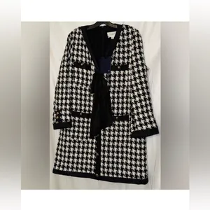 Pomander Place Black White Tweed Bow Mini Dress 2X NWT thumbnail 2
