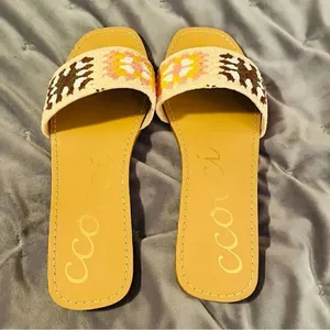 CCOCCI Crochet Walking Above Brown Multi Slide Sandals Brown Blush Multi 8 thumbnail 7