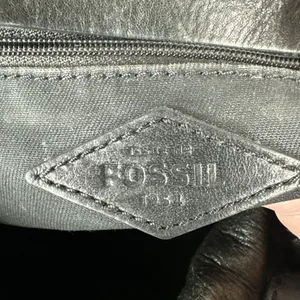 Fossil Emma Satchel Crossbody Leather Purse Handbag Two Tone Black Charcoal Gray thumbnail 10