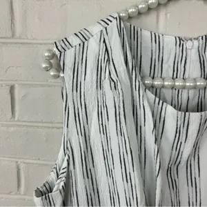 Calvin Klein White & Black Striped Drape Twist Front Dress Size 12 thumbnail 8