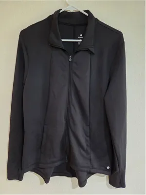 Apana Women’s L Black Athletic Full Zip Jacket 2 Pocket Good used condition. Bl thumbnail 1