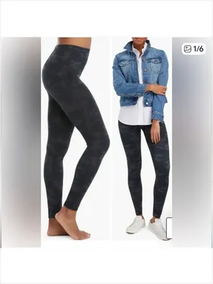 NWT Spanx look at me now leggings Black Camo FL3515 Size Medium thumbnail 2