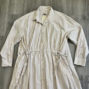Universal Threads Striped Maxi Dress Women's Size XL NEW Tan White Cotton Pockets thumbnail 3