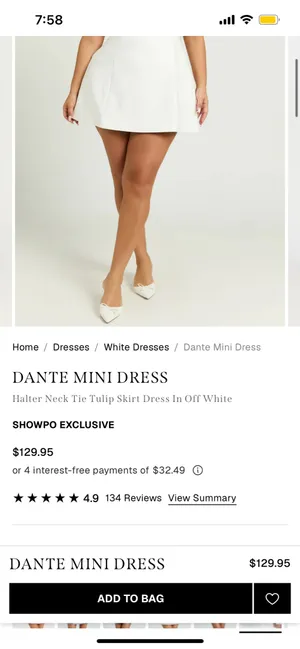New Showpo Dante Mini Dress Halter Neck Tie Skirt Dress Size Large MSRP $129 thumbnail 2