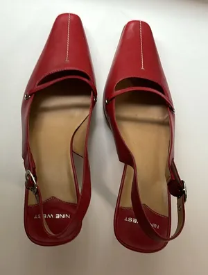 Red leather Nine West heels. BNWT. Size 7. Can be dressed up or down. thumbnail 1