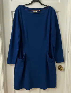 Boden Ellen Ottoman Dress 16 Blue Shift Textured Career Chic Classic Minimalist thumbnail 1