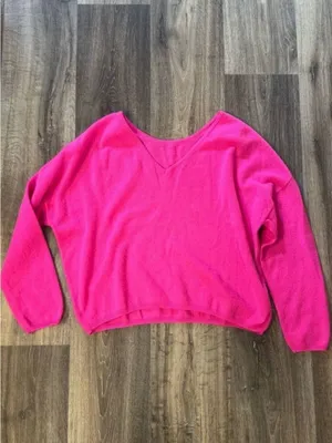 Brodie Cashmere Rosa Reversible Cashmere Sweater Diva Pink Women’s Medium thumbnail 3