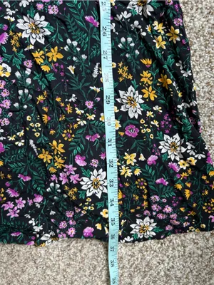 Old Navy Dark Green Floral Ruffle-Neck Fit N Flare Mini Dress Casual Summer Med thumbnail 7