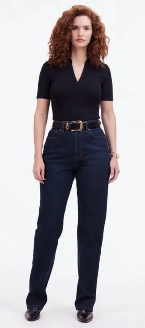 Madewell Women's The Curvy '90s Straight Leg Jeans dark blue wash denim size 23 thumbnail 1