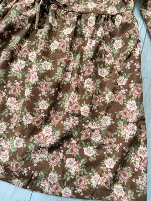 Bohme LovLov Beatrice Corduroy Brown Floral Mini Dress size large thumbnail 10