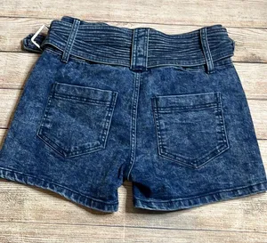 Bleach Acid Wash Belted High Rise Shorts thumbnail 2
