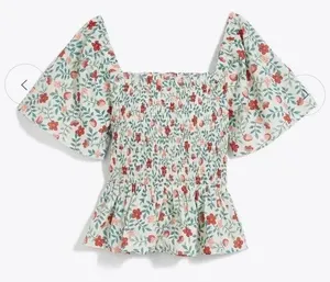 NWT Draper James Deana Smocked Top Strawberry Field XS Cottage Coquette‎ Preppy thumbnail 1
