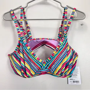 Athleta Montego Colorful Stripes Shirred Underwire Adjustable Bikini Top 38B/C‎ thumbnail 3