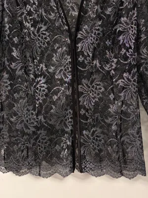 Cache vintage sheer lace cardigan size medium whimsigoth dark floral *flaw thumbnail 6