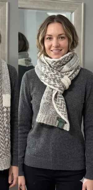 Lauren Ralph Lauren Patchwork Wool Mohair Blend Knit Scarf thumbnail 1