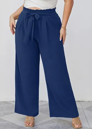 Cueply Womens Pants Sz 3X Dark Blue Wide Leg Pull On Trousers Pockets Casualwear thumbnail 1