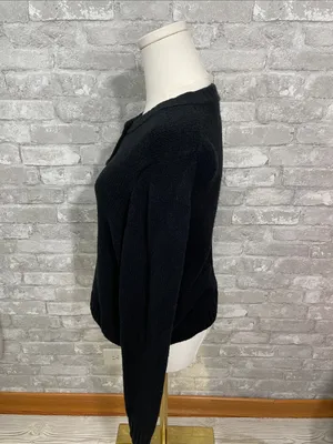 GAP Black Button-Front Cashsoft Crew Cardigan Sweater thumbnail 2