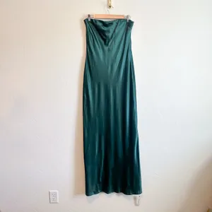 Reformation | NWT Oren 100% Silk Maxi Dress with Scarf in Forest Green | XL thumbnail 8