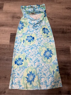 HELLO MOLLY Own The Style Satin Maxi Dress in Blue thumbnail 5