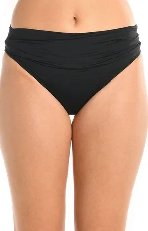 La Blanca Island Goddess Shirred Band Hipster Bottom - Black thumbnail 1