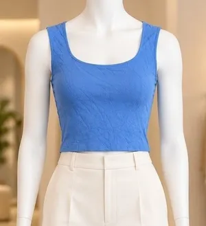 Maeve Womens Tank Top Blue Ribbed Square Neck Sleeveless XS thumbnail 1