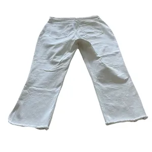 Abercrombie & Fitch Ultra High Rise Kick Flare White Jeans Raw Hem Size 32/14 thumbnail 3