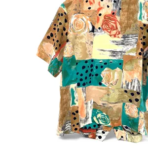 vintage 1990s | L | Blouse Top Shirt with a rose and dots patchwork print women thumbnail 6