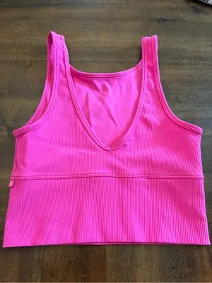 Lululemon Power Pivot Tank Top Size 2 Sonic Pink Ribbed Workout Reversible thumbnail 2