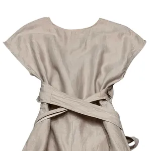 Aritzia Wilfred Brax Jumpsuit Beige Size 8 Linen Blend Wide Legs Wrap Front Tie Waist thumbnail 8