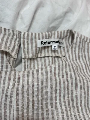 Reformation Citron Linen Dress, Sandy Striped size 8 petite thumbnail 6