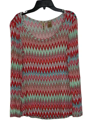 BKE Chevron Striped Top Size Small‎ Fitted Colorful Womens Stretch Blend Buckle thumbnail 1