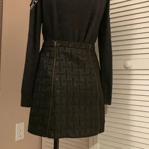 Xhilaration Black Double Brass Zip Front Cotton Metallic Blend Mini Skirt thumbnail 4
