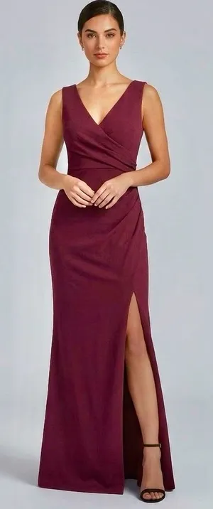 Burgundy Dress Gown Sz Medium Formal Wedding Guest Prom thumbnail 1