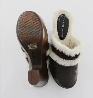 Tommy Hilfiger Merry Vintage Y2K Leather Faux Fur Trim Platform Clogs thumbnail 7